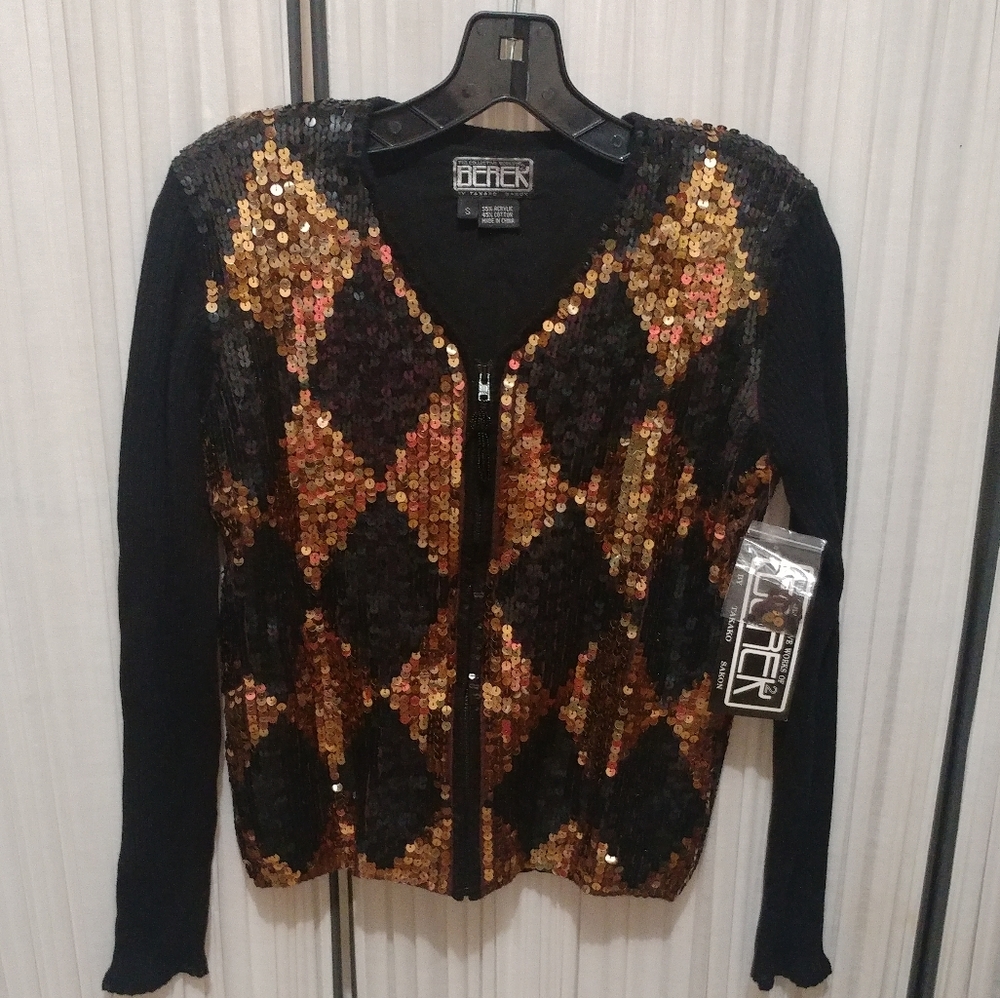 Derek by Takako Sakon Black & Gold Sequins Cardigan